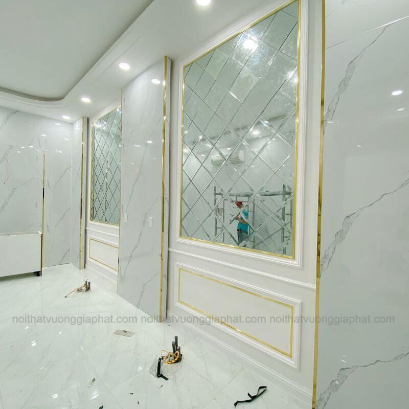 Thi công tấm PVC vân đá tại Chợ Gạo 8 guong trang tri 3