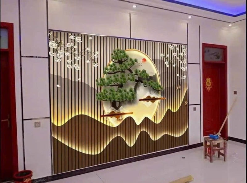Giấy dán tường Long An hoàn thiện trọn gói giá rẻ 8 tranh dán tường 3D tại Long An hoàn thiện